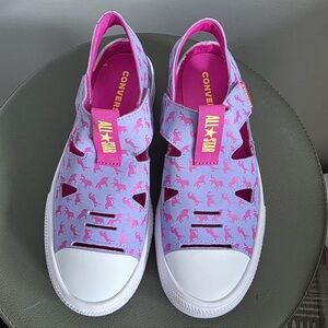 Converse All Star Sandal Sneakers Kids Size 4.5 Purple Pink Unicorn Cutout Shoes